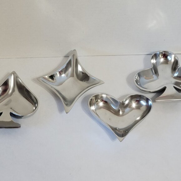 Vintage IHI Metalware Playing Card Suits Dishes Set Cast Aluminum India - Picture 1 of 15